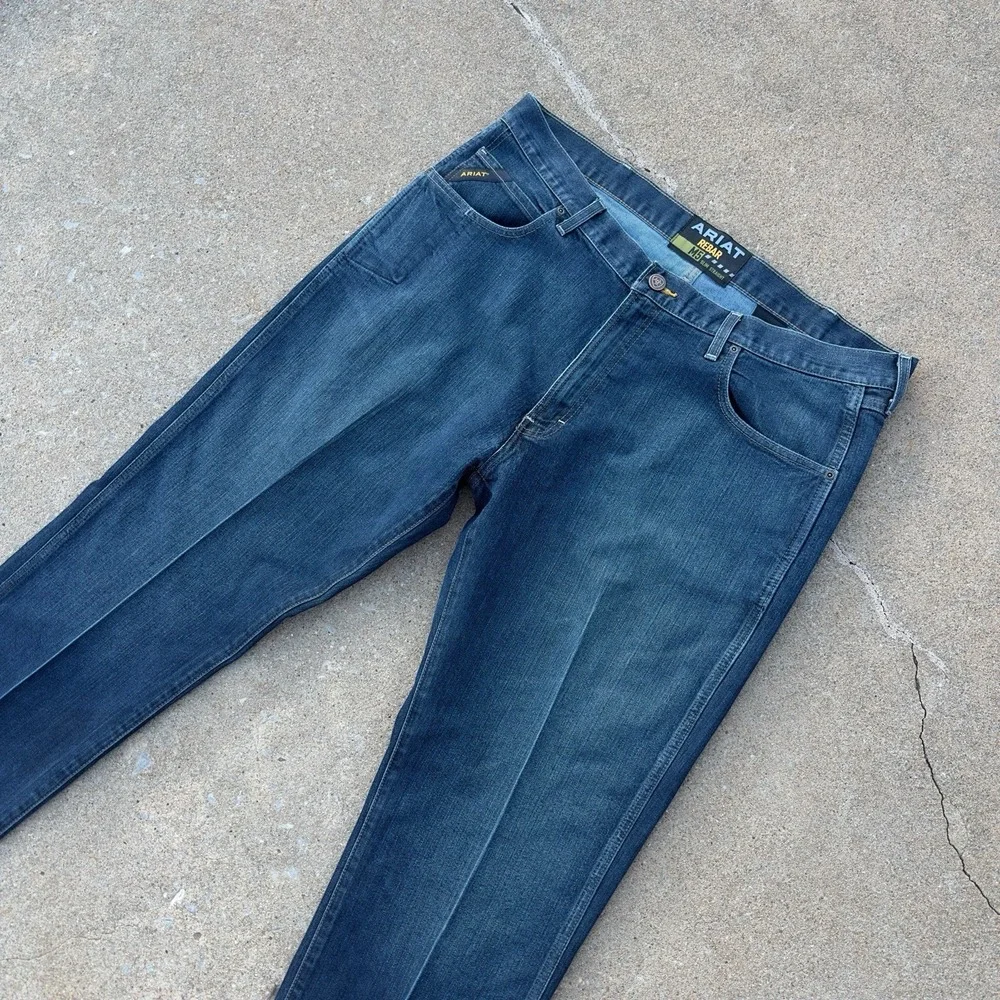 Ariat Rebar M5 Jeans Men's 40x34 Dark Blue Slim Fit Straight Leg Work Denim